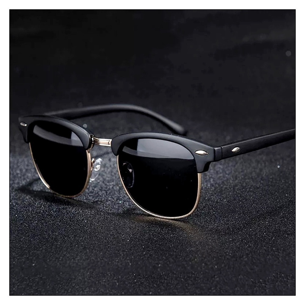New Half Metal Black & Gold With Black Lenses